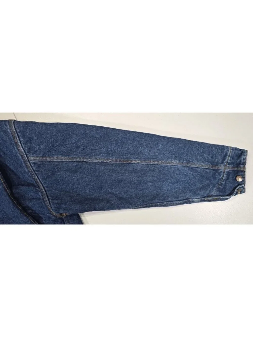 Big Mac Vtg Blue Denim Corduroy Collar Sherpa Lined Chore Work Coat Jacket Men L - Picture 14 of 16